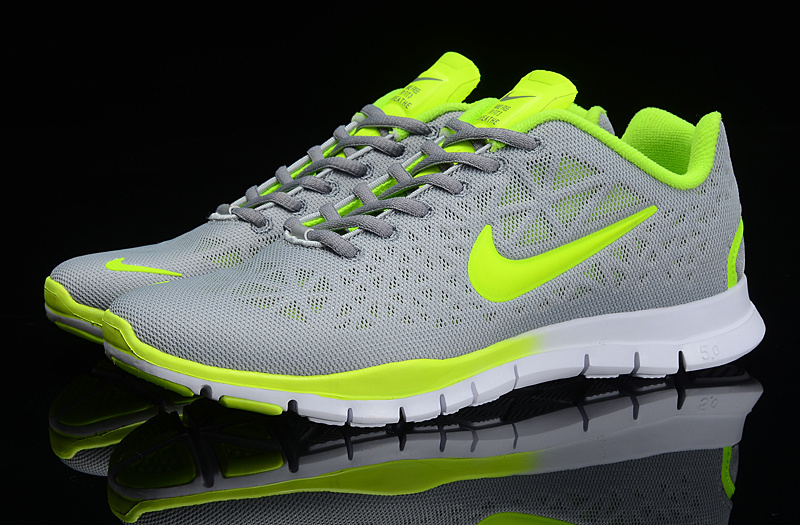 Hot Nike Free5.0 Men Shoes Greenyellow/Gray